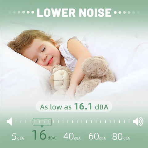 Child sleeping with teddy bear, highlighting low noise feature of Replacement CPAP Machine Motor For ResMed AirSense 10 And S9 S10 Series.