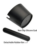 5 Inch Coffee Knock Box With Longer Detachable Knocking Rod, showing non-slip silicone gasket and detachable rubber bar.