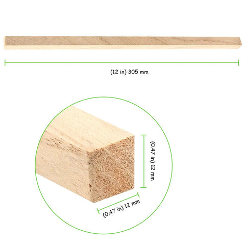 Top Shelf 60 Pack Of 1/2 By 12 Inch Unfinished Paulownia Square Dowel Rods, Super Smooth Wood Strips For DIY Crafts, Model Building, Painting And Killer Homemade Creations, 12 inch length.