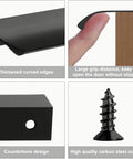 Five Piece Hidden Furniture Handles Black Edge Pulls Invisible Aluminum Alloy No Fingerprints Punch Free details and screws