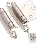 Brushed Nickel Cabinet Hinges Self Closing Half Inch Overlay Flush Mount for Kitchen Cabinets Doors with screws