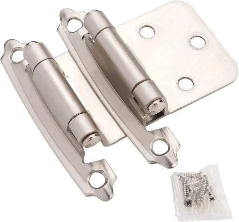 Brushed Nickel Cabinet Hinges Self Closing Half Inch Overlay Flush Mount for Kitchen Cabinets Doors with screws