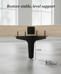Black Cold Rolled Steel Replacement Furniture Leg For Sofa, Cabinet, Or Table, 3.9 Inch Height, Tough As Nails Support