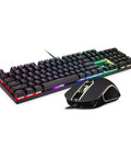 Top Tier Legit Gaming Mechanical Keyboard And Adjustable DPI Mouse Combo With Long Wired Cable For PC Laptop Desk Setup Featuring RGB LED Backlights