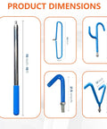 Product dimensions of 16 Foot Telescopic Stainless Steel Disc Golf Retriever Pole With Hooks And Suction Cup Carry Bag For Easy Lost Disc Recovery From Water Ponds Creeks Trees And Bushes.