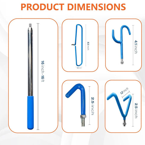 Product dimensions of 16 Foot Telescopic Stainless Steel Disc Golf Retriever Pole With Hooks And Suction Cup Carry Bag For Easy Lost Disc Recovery From Water Ponds Creeks Trees And Bushes.