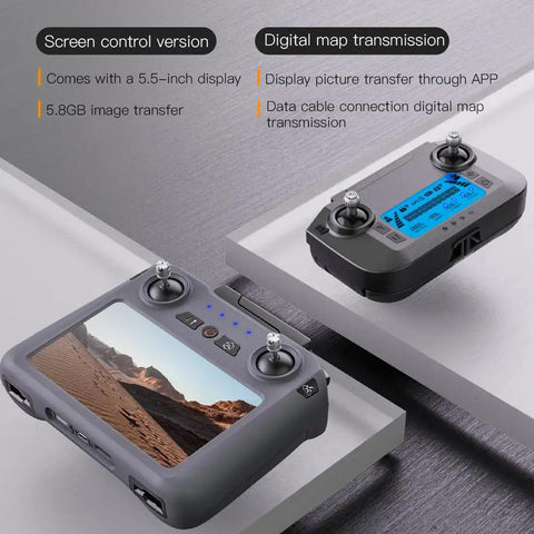 4K Camera Drone With 3 Axis Gimbal Stabilization Six Km Transmission Foldable Quadcopter remote with 5.5-inch screen display