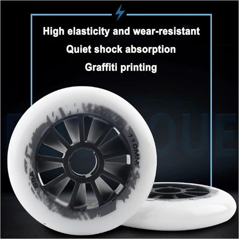 Inline Skate Wheels 85A Outdoor Indoor Set With 90/100/110mm Options, graffiti print, high elasticity, 110mm size detail