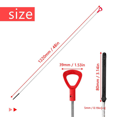 Mercedes 722.6 Transmission Fluid Dipstick Replacement Tool showing dimensions, 1220mm length, red handle, for oil level check