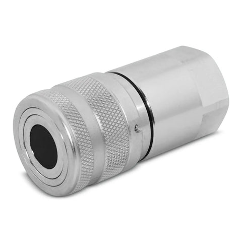 Single High Flow Flat Face Skid Steer Quick Connect Coupler 5/8 Inch Body To 3/4 Inch SAE Thread ISO 16028 Interchange