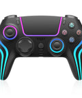 Front view of Wireless PS5 Controller For PS5 And PC With Bluetooth Plug And Play Rechargeable 1500mAh Battery, RGB accents visible