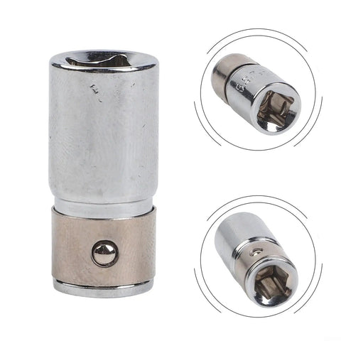 Heavy Duty 1/4 Inch Square Drive To Hex Shank Socket Adapter Made From Chrome Vanadium Steel For Impact Drills And High Torque Screwdriver Bit Conversion Tool That Fits Perfectly In 25mm Length, chrome socket