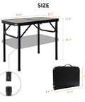 Ultra Portable Camping Table With Aluminum Frame, Lightweight 4.85 Lb Design, Adjustable Height Up To 21 Inches shown folded and open