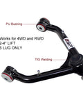 Upper Control Arms Kit For Beefed-Up 2-4 Inch Lift With Tubular Ball Joints And Alpha Chromoly Joints, Maintenance Free Thermofuse Bushings, Hardware Included, Fits 1999-2006 Silverado 1500 Sierra 4WD 4X4 6-Lug, Pair with PU bushings