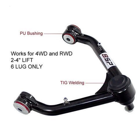 Upper Control Arms Kit For Beefed-Up 2-4 Inch Lift With Tubular Ball Joints And Alpha Chromoly Joints, Maintenance Free Thermofuse Bushings, Hardware Included, Fits 1999-2006 Silverado 1500 Sierra 4WD 4X4 6-Lug, Pair with PU bushings