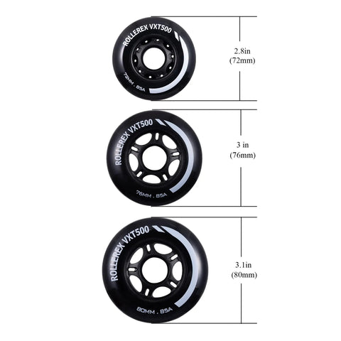 80mm Inline Skate Wheels With Bearings Spacers And Washers Durable Replacement Roller Blade Wheels for Indoor and Outdoor Skating Steel Black