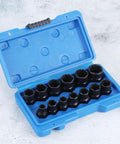 Bolt And Nut Removal Extractor Socket Tool Kit With Beast Grip For Tough Bolts, 3/8 Inch Square Drive, in open blue case