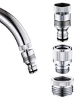 Brass Quick Connector For Sink Faucet To Garden Hose Adapter Snap Coupling With 360 Degree Rotation All Brass No Fuss Fits 55 64 Inch 27 Thread
