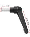 Badass Adjustable Clamping Lever Handle M8 X 20mm 304 Stainless Steel with matte black finish, showing dimensions 20mm and 60mm.