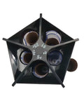 Top view of 5in1 Coin Counter And Sorter With Tube Wrapper Holder, showing coin slots and tubes for easy organization and sorting.