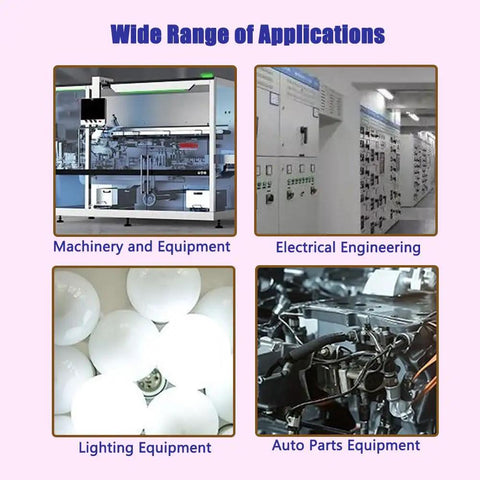 Applications of 115 Piece T Type Silicone Rubber Grommet Kit All Six Sizes in machinery, electrical, lighting, auto parts.