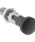 Heavy Duty Stainless Steel Spring Plunger Pin With Knurled Grip And Quick Release Pull Ring, close-up view showcasing its rugged design.