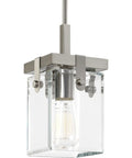 Glayse Gray Mini Pendant Light with Frameless Beveled Glass, modern architectural style, slick industrial aesthetic, adjustable height.