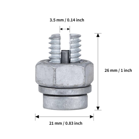 Heavy Duty Split Bolt Fence Connectors For Electric Fence Wire Systems, 26mm galvanized bolt with aluminum nut