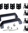 Two Sets Door Handle And Frame Hinges Install Kit For 20x20 Aluminum Extrusion Profile Slot 6mm Includes 4 Zinc Alloy Hinges And 2 Aluminum Handles With T Nuts Hex Screws And Wrench Easy Install Ready To Roll image showing components
