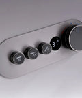 Wall Mounted Thermostatic Shower System Featuring LED Digital Display controls with temperature readout on a sleek panel.