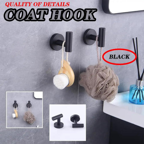 Rock Solid Stainless Steel Towel Hook Wall Mounted Two Pack Brushed Finish SUS 304 Rustproof Coat Rack For Bathroom And Kitchen Modern Hotel Style Easy Install