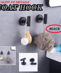 Brushed Gold Coat Hook Set 2 Pack Stainless Steel 304 Wall Mounted Towel And Robe Hangers with bath accessories displayed in bathroom.