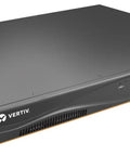 Close-up view of a 32 port KVM over IP switch, featuring dual AC power and USB connections for efficient remote management.