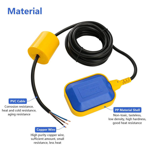13ft Cable Float Switch Water Level Controller For Pumps Tanks Pools And Sewage Systems with NO NC Wiring and counterweight