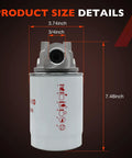 Heavy Duty Hydraulic Oil Filter Assembly 10 Micron For Petroleum Fluids Three Quarters Inch NPT Return Line Filter Housing 20 GPM Flow 200 PSI Max Easy Install Kit Model 221006 dimensions