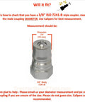 Three Eighths Inch ISO 7241-B Hydraulic Quick Coupling Pressure Relief Tool Kit Male Coupler Dimension Guide