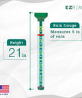 Giant 21 Inch Outdoor Rain Gauge For Pros, USA Made Heavy Duty All Weather Freeze Proof With Float, Stake Or Mount, Debris Shield