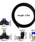 Sineside vacuum PU tubing and push-lock fittings kit; black tubing coil 3.8m with blue push-lock connectors and metal adapters