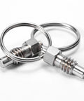 Snag This Badass 2Pack Stainless Steel Spring Plunger Kit With Pull Ring Offering Nonlocking Stubby Design Plus 3/8-16 Threads, close-up of plungers.