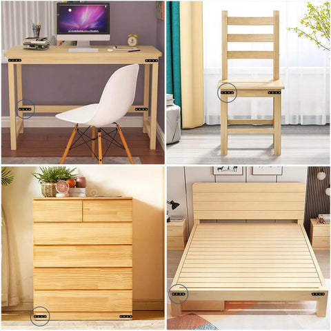 Furniture showcasing Black 304 Stainless Steel Flat Brace Mending Plates Set Of 8 3 Inch Wood Furniture Repair Brackets With Screws installed