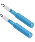Floor Skiving Knife Kit With Aluminum Alloy Handle And HSS Blades Two Sets Of Four Blades For PVC Trimming, blue handles visible
