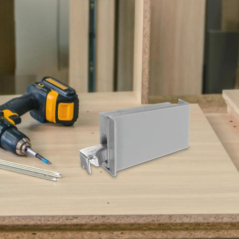 Heavy Duty Soft Close Cabinet Hinges For Frameless Kitchen Cabinets, Concealed Design, Universal Fit For Most Doors, Gray 2 Pack shown with drill
