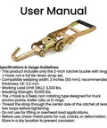 User manual for Bombproof 2 Inch Ratchet Buckle With Fixed J Hook Replacement Kit For Heavy Duty Tie Down Straps, specifications and guidelines.