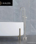 Freestanding Tub Filler Floor Mount Bath Faucet With Handheld Shower 360 Degree Swivel Spout Stable Tripod Base Includes Hardware For No Fuss Install And 59 Inch Stainless Hose Brushed Nickel Finish