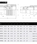 Technical drawing of Heavy Duty Steel Hydraulic Quick Coupler M20x1.5 with dimensions and specifications for hydraulic applications.
