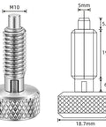 Diagram of Hand Retractable Spring Plunger M10 Stainless Steel Quick Release Pin Lockout Pin With Nut And Knurled Handle