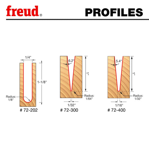 Three Piece CNC Fine Detail Router Bit Set With TiCo Hi Density Carbide And Black Ice Coating for sharp edges and pro grade cutting profiles diagram