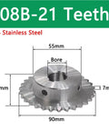 Heavy Duty Stainless Steel Sprocket For Industrial Chain Wheel Fits 20 To 28 Teeth, 21 Teeth, 304 Stainless Steel.