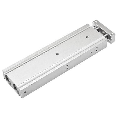 Dual Aluminum Air Cylinder CXSM 20mm 150mm with Guide Rod Plate, Double Rod Guided Pneumatic, 20mm Bore, 150mm Stroke, Side View