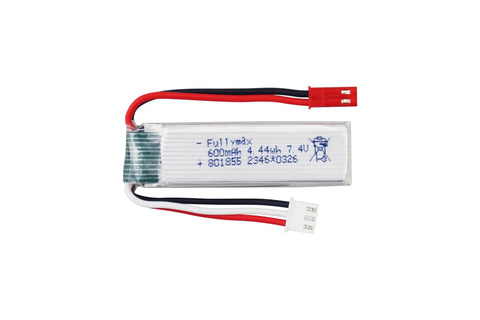 Two Pack 2S 7.4V 600mAh Li-Ion Batteries With 2in1 Charger For XK A280 A160 A300 RC Aircraft And Fixed-Wing Gliders, shows one battery